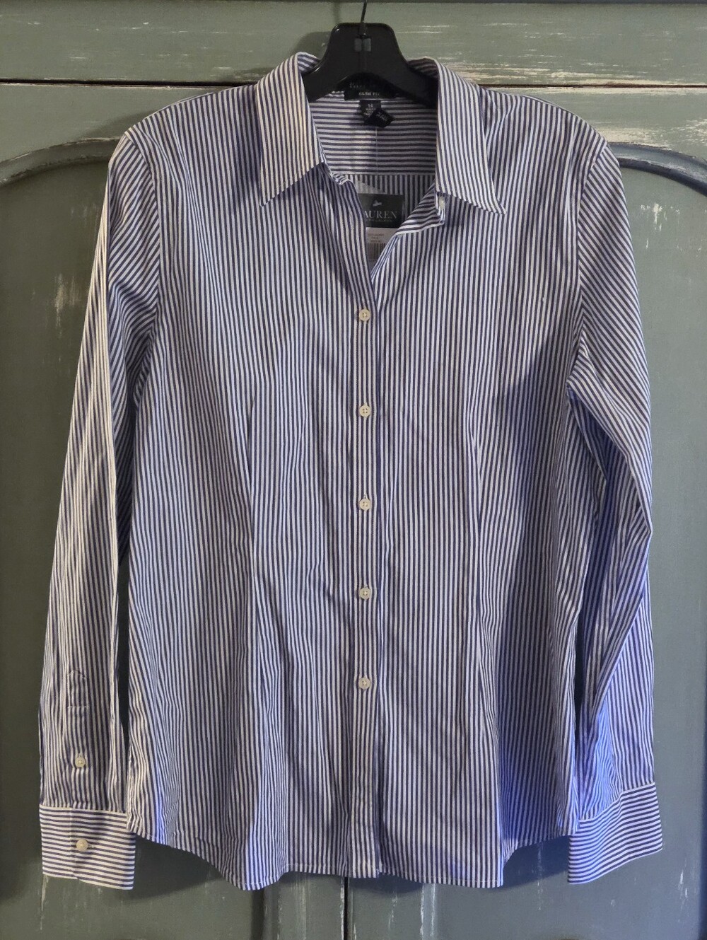Lauren Ralph Lauren Slim Fit Striped Blouse 14 NWT